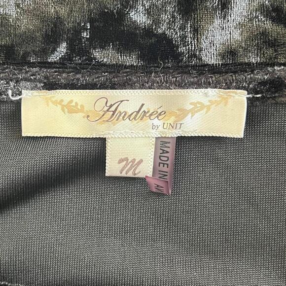 Andree by Unit Long Sleeve Black Velvet Top Size Medium Goth Whimsygoth - Picture 5 of 6